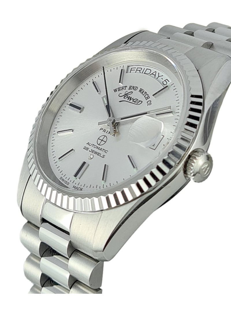 West End Watch Co Silver Automatic Stainless Steel Analog Watch For Men 6828_10_2587B 37 mm