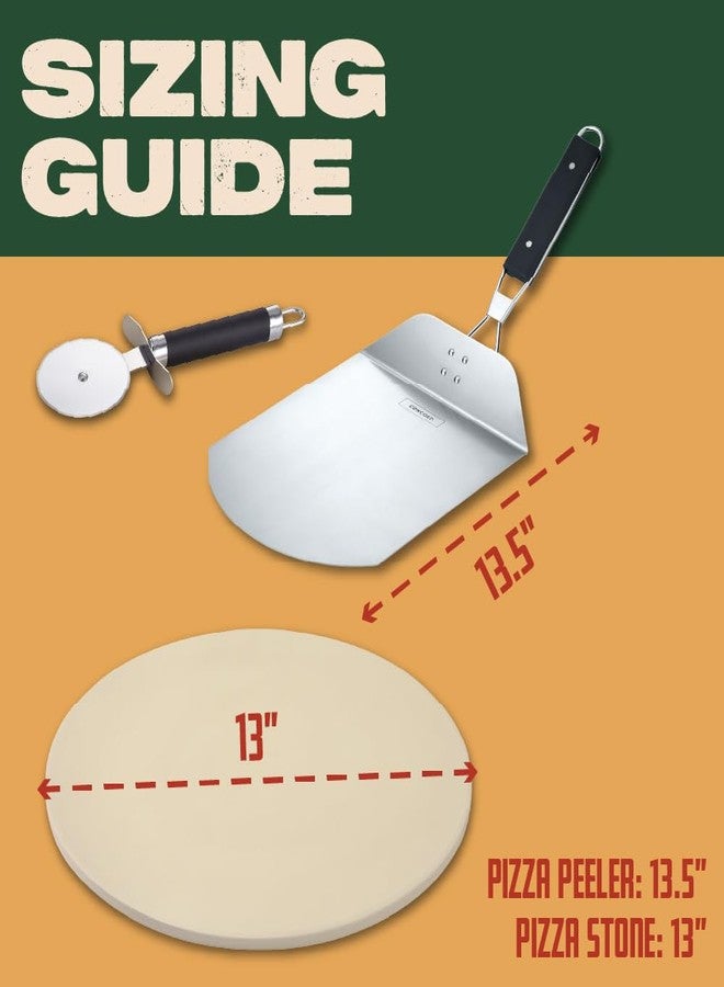 Concord 3 Piece Pizza Stone, Pizza Peel, Pizza Cutter, with Cordierite Heatwell Technology (Pizza set) - Image 3