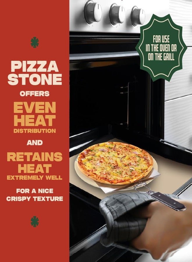 Concord 3 Piece Pizza Stone, Pizza Peel, Pizza Cutter, with Cordierite Heatwell Technology (Pizza set) - Image 5