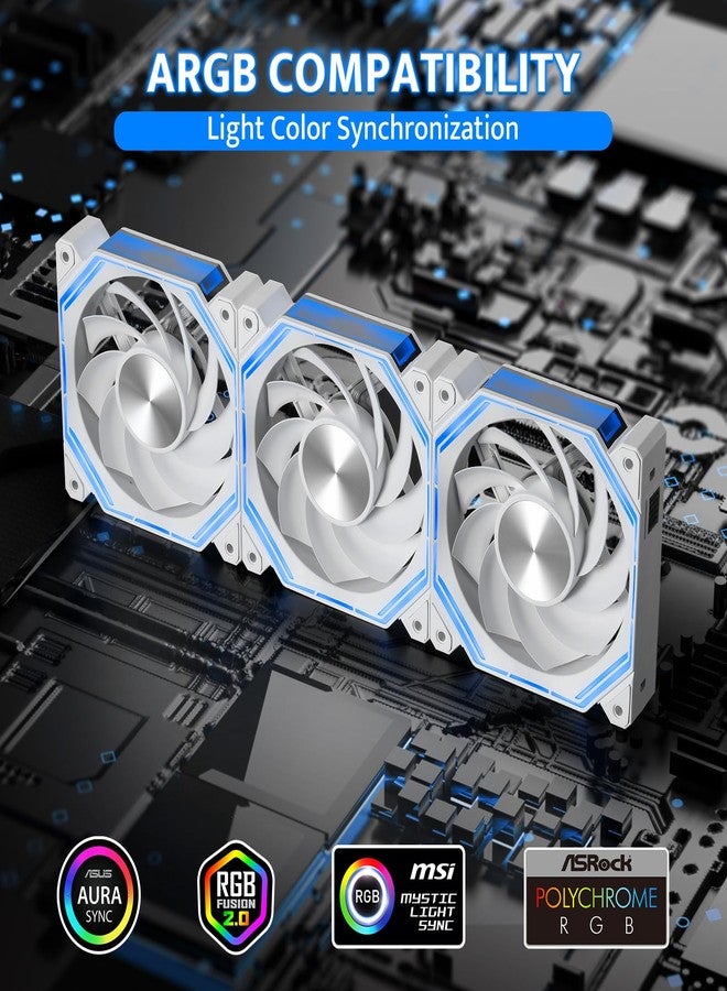 دارك فلاش مروحة تبريد الكمبيوتر darkFlash INF34 مقاس 120 مم، قابلة للتوصيل المتسلسل، تصل سرعة التبريد إلى 2000 دورة في الدقيقة، مزودة بـ 4 دبابيس PWM، وإضاءة ARGB، عبوة من 3 قطع (عكسية، بيضاء) - Image 3