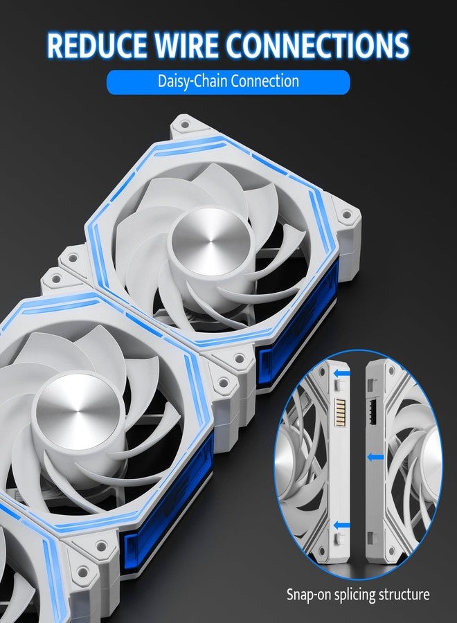 دارك فلاش مروحة تبريد الكمبيوتر darkFlash INF34 مقاس 120 مم، قابلة للتوصيل المتسلسل، تصل سرعة التبريد إلى 2000 دورة في الدقيقة، مزودة بـ 4 دبابيس PWM، وإضاءة ARGB، عبوة من 3 قطع (عكسية، بيضاء) - Image 2