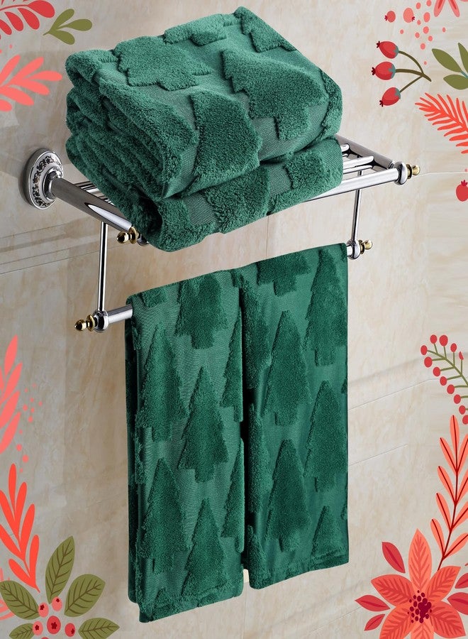 Quera 2 Pack Hand Towels Winter Christmas Tree Green Bathroom Decorative Towels Set for Drying, Cleaning, Cooking, Holiday 13.7'' x 29.5'' - Image 3