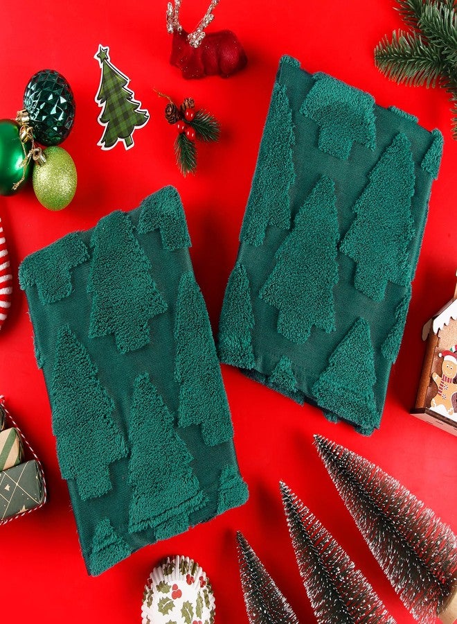 Quera 2 Pack Hand Towels Winter Christmas Tree Green Bathroom Decorative Towels Set for Drying, Cleaning, Cooking, Holiday 13.7'' x 29.5'' - Image 2
