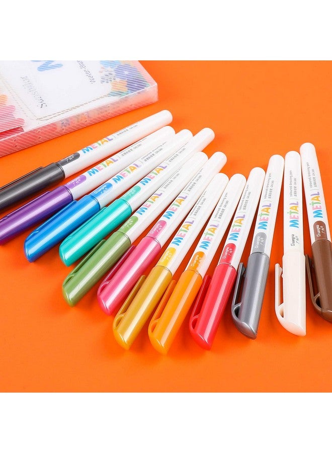 Sunshilor Metallic Markers Medium Point Metallic Marker Pens For Black Paper, Rock Painting, Easter Egg, Halloween Pumpkin, Card Making, Signature, Craft, Set Of 12 - Image 2