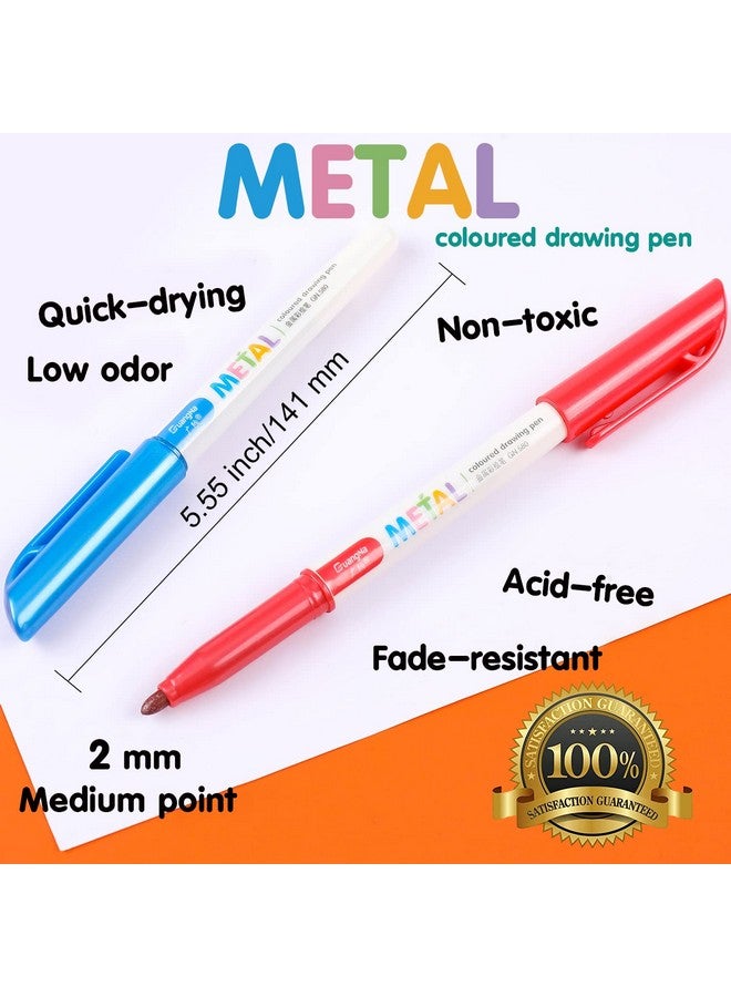 Sunshilor Metallic Markers Medium Point Metallic Marker Pens For Black Paper, Rock Painting, Easter Egg, Halloween Pumpkin, Card Making, Signature, Craft, Set Of 12 - Image 3