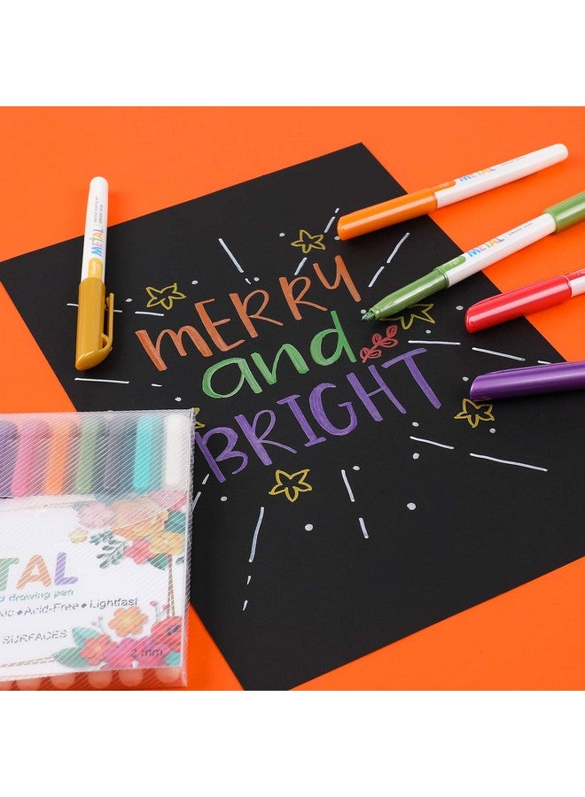 Sunshilor Metallic Markers Medium Point Metallic Marker Pens For Black Paper, Rock Painting, Easter Egg, Halloween Pumpkin, Card Making, Signature, Craft, Set Of 12 - Image 5