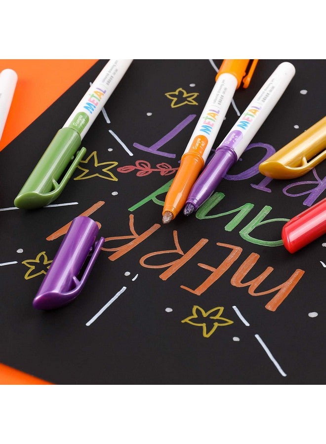 Sunshilor Metallic Markers Medium Point Metallic Marker Pens For Black Paper, Rock Painting, Easter Egg, Halloween Pumpkin, Card Making, Signature, Craft, Set Of 12 - Image 4