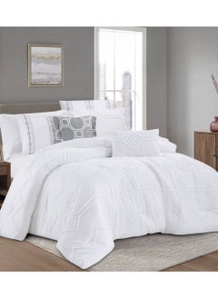 Hours comforter set made of soft silky fabric with a modern distinctive and prominent pattern that satisfies all tastes 8 pieces king size