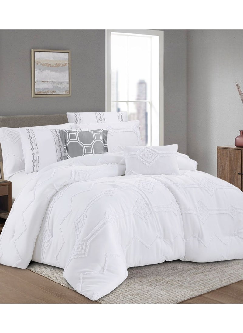 Hours - Hours comforter set made of soft silky fabric with a modern distinctive and prominent pattern that satisfies all tastes 8 pieces king size - Image 1