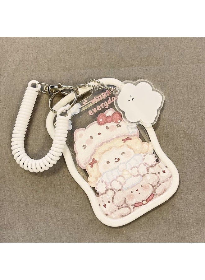 NIBEMINENT 1 - Piece Creative Bear Kpop Photo Card Holder Pendant Key Chain ID Badge Holder ID Card Holder Photo Card Protector for School ID Office ID Access Card for Women Girls