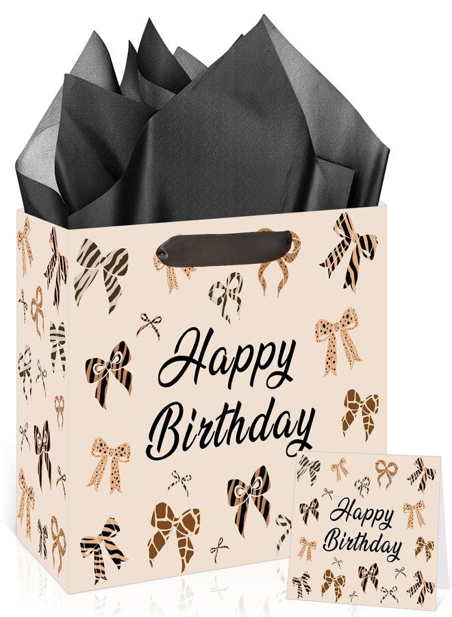 LUUFILx Leopard Birthday Gift Bag with Tissue Paper and Card, Cheetah Print Gift Bag for Girls Women Leopard Wrapping Paper Bags for Animal Cheetah Giraffe Print Themed Gifts Birthday Baby Shower Decorations - Image 1