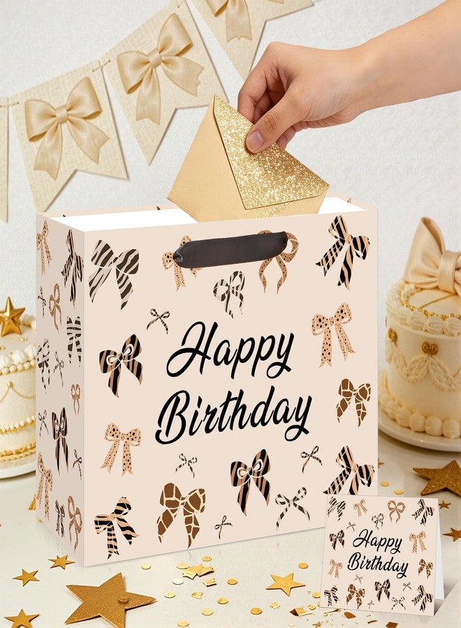 LUUFILx Leopard Birthday Gift Bag with Tissue Paper and Card, Cheetah Print Gift Bag for Girls Women Leopard Wrapping Paper Bags for Animal Cheetah Giraffe Print Themed Gifts Birthday Baby Shower Decorations - Image 3