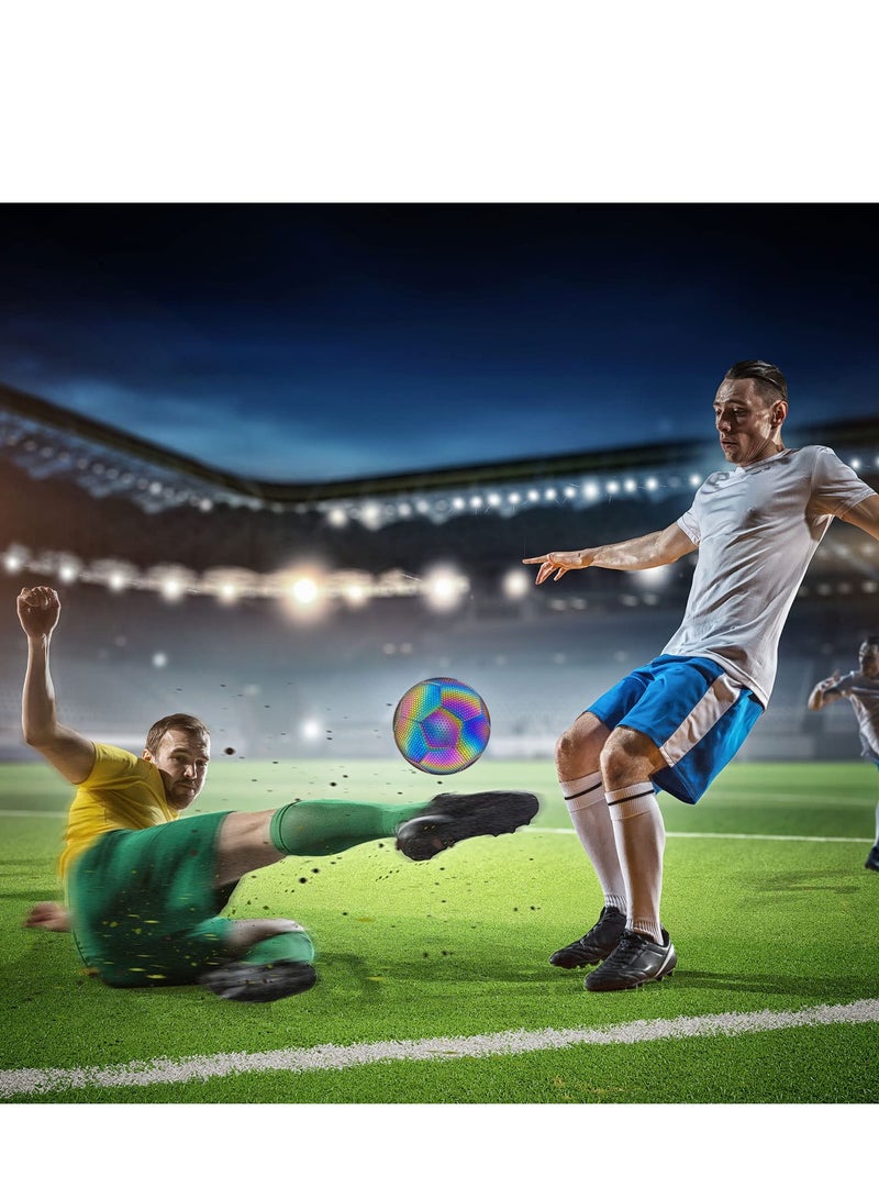KASTWAVE كرة قدم، كرة قدم هولوجرافية حجم 5، كرة قدم متوهجة عاكسة مع مضخة لتدريب كرة القدم الداخلية والخارجية هدية - Image 5