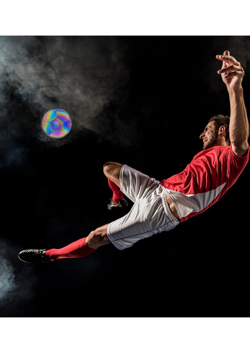 KASTWAVE كرة قدم، كرة قدم هولوجرافية حجم 5، كرة قدم متوهجة عاكسة مع مضخة لتدريب كرة القدم الداخلية والخارجية هدية - Image 2