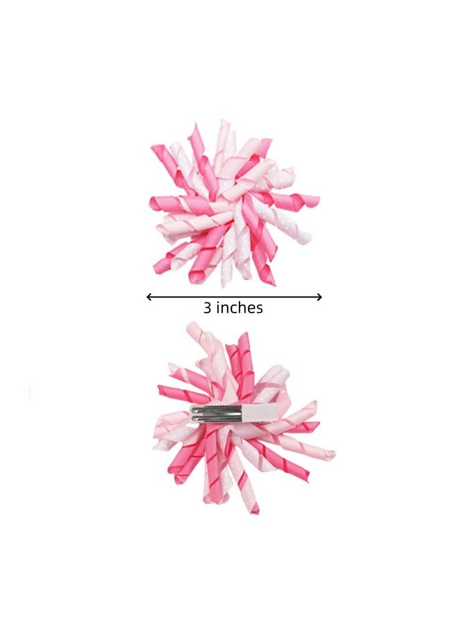 Yxiang 2Pcs Pink Korker Bows For Girls 3'' Curly Bow Hair Clip Ribbon Ponytail Bows Alligator Clip Hair Barrette For Girls Toddlers Kids (Pink) - Image 2