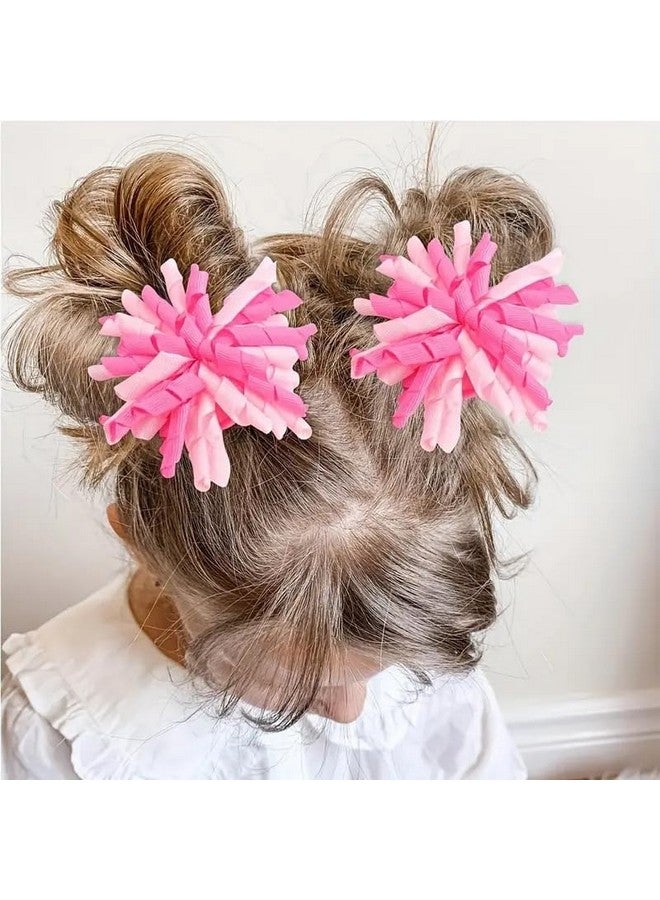 Yxiang 2Pcs Pink Korker Bows For Girls 3'' Curly Bow Hair Clip Ribbon Ponytail Bows Alligator Clip Hair Barrette For Girls Toddlers Kids (Pink) - Image 3