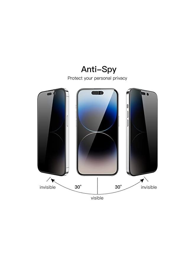 Jetech Privacy Full Coverage Screen Protector for iPhone 14 Pro Max 6.7-Inch, Anti-Spy Tempered Glass Film, Edge to Edge Protection Case-Friendly, 2-Pack - Image 2