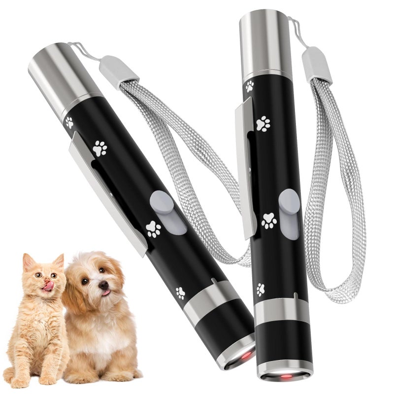 OUMSIS UMSIS Cat Toy 2 Pieces Distinctive Black Painted Metal Casing with Paw Print Design Rechargeable 7 Adjustable Patterns Interactive Chase Toy for Indoor Cats Dogs Training and Exercise - Image 2