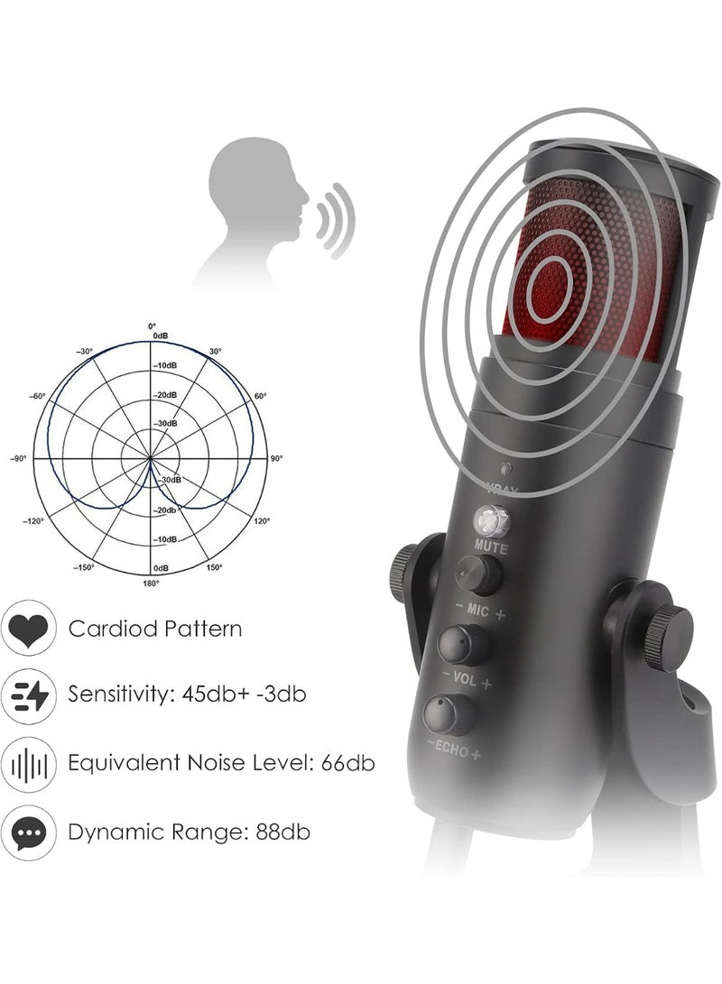 USB Condenser Microphone with RGB Lighting – Noise Cancelling Studio Mic with Reverb, Compatible with PC/Mac/PS4, Ideal for Voice Recording, Podcasting, Streaming & Gaming - Image 4