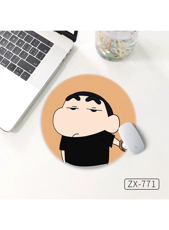 Cute Cartoon Crayon Small Round Mouse Pad High Sensitive Thickened Non-Slip Office Small Table Mat Girls Non-Slip-Color:15x 15cm 3mm Thick Diatom Mud Cushion-Pattern:ZX-771 Black T-shirt Small New  - Image 1