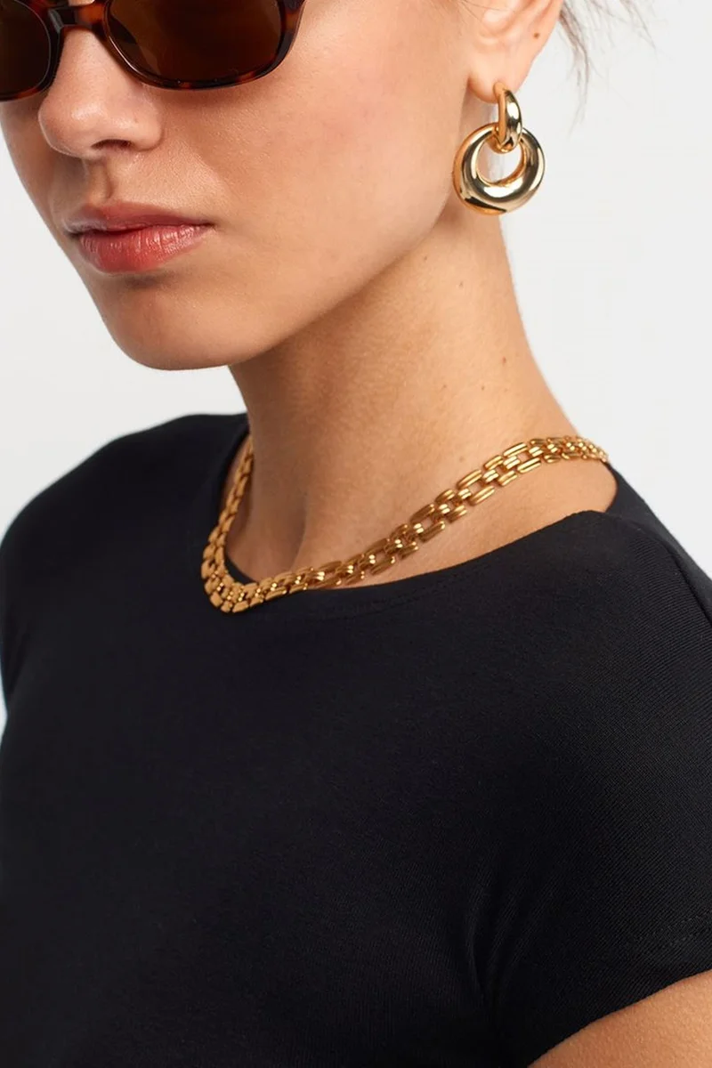 Dilvin Black DILVIN Slim Fit Crop Jersey Blouse for Women | Best Price UAE
