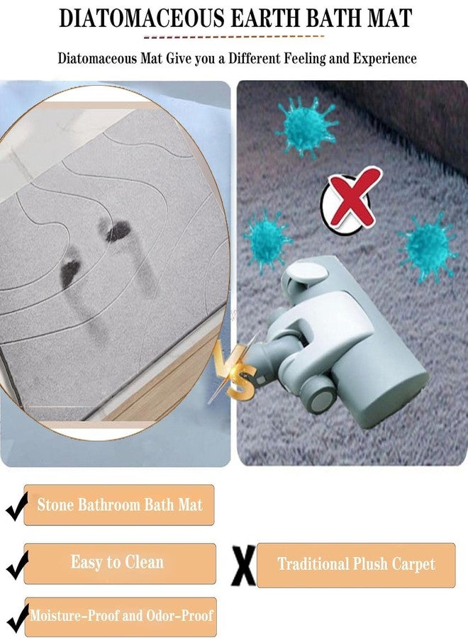 MORANDI Stone Bath Mat 2 Pack, Tub & Bath Diatomaceous Earth Mat - Super Absorbent Non-Slip Fast-Drying Shower Mat, Bath & Kitchen Mat, Easy to Clean (Light Gray 2) - Image 3