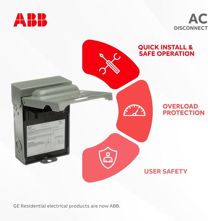 ABB TF30RCP  Weatherproof Fused AC Disconnect Switch  AC Disconnect 30A 240V  1 Phase N3R  Horsepower Rated  10kAIC - Image 4