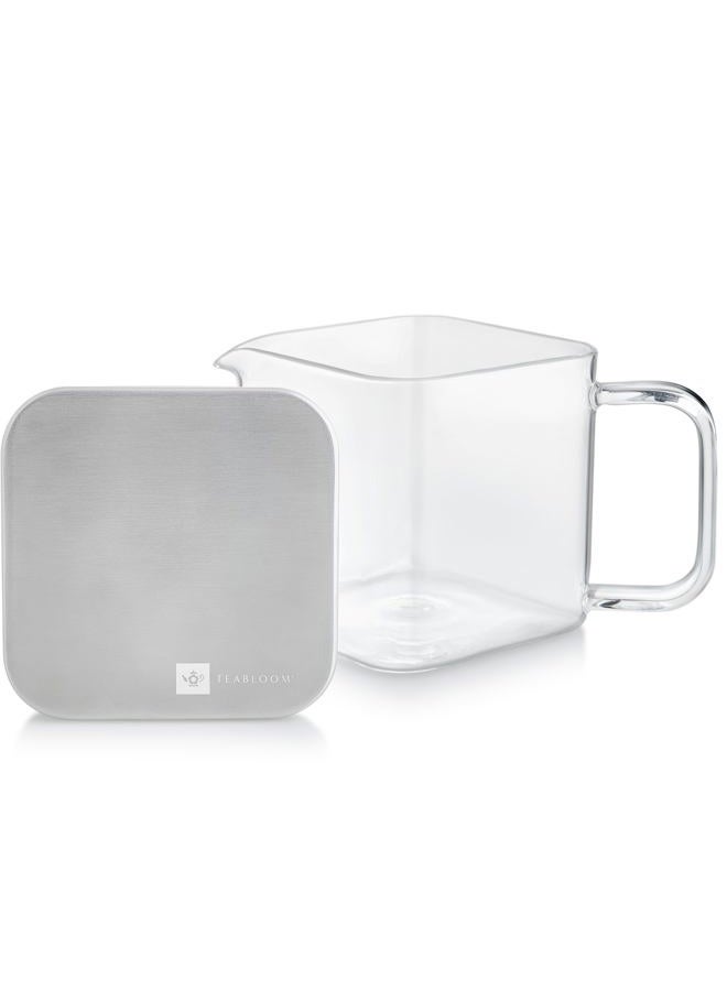 Teabloom Stackable Cube Glass Teapot for All Types of Teas – 27 oz (800mL) – Heat-Resistant Borosilicate Glass, Stainless Steel Filter Lid, Space-Saving Stackable Design - Image 4