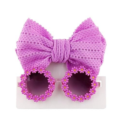 Kopida Cat Dog Sunglasses Fashion Flower Sunglasses with Bow Headband Hair Scrunchy Summer Beach Dog Sunglasses Cute Dog Cat Cosplay Party Costume Photo PropsPurple - Image 1