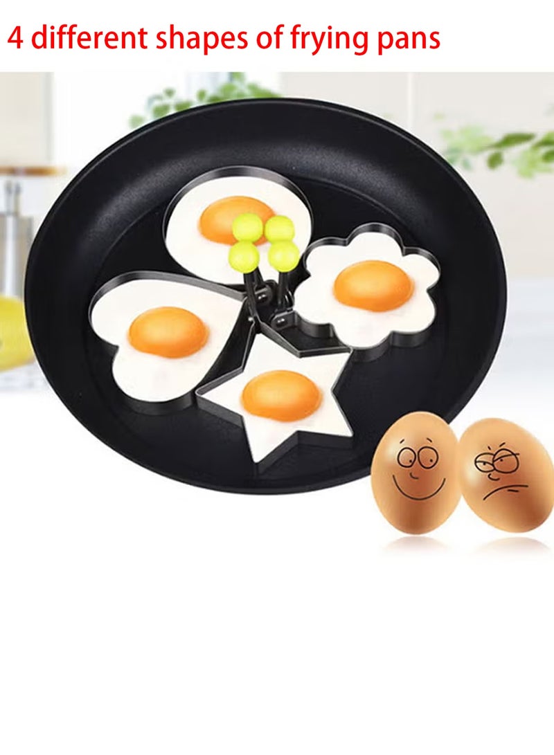 4pcs Stainless Steel Egg Ring Mold - Multi-Functional Egg Cooker With Star, Heart, Flower And Round Shapes - Essential Kitchen Tool For Breakfast, Pancakes, Eggs And More - Image 1