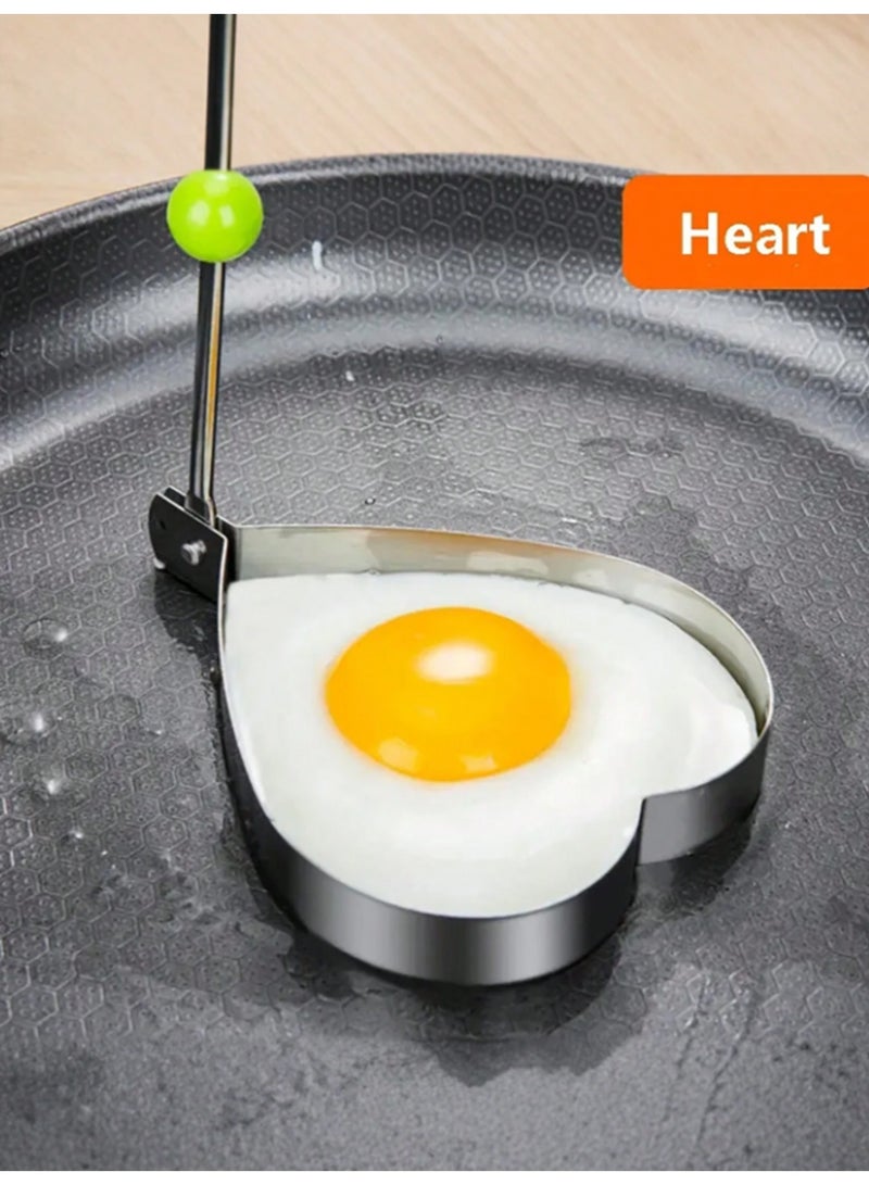 4pcs Stainless Steel Egg Ring Mold - Multi-Functional Egg Cooker With Star, Heart, Flower And Round Shapes - Essential Kitchen Tool For Breakfast, Pancakes, Eggs And More - Image 4