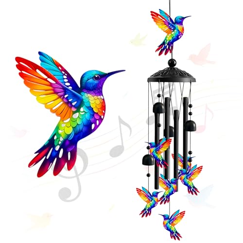 Ukulork Wind Chimes for Outside Deep Tone Memorial Windchimes for Patio Porch Balcony Garden Decor Hummingbird Wind Chimes Housewarming Birthday Gifts for Women Grandma Sister Mothers Day - Image 1