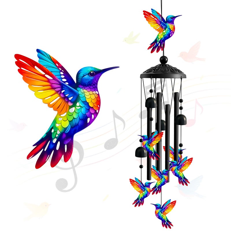 Ukulork Wind Chimes for Outside Deep Tone Memorial Windchimes for Patio Porch Balcony Garden Decor Hummingbird Wind Chimes Housewarming Birthday Gifts for Women Grandma Sister Mothers Day - Image 2