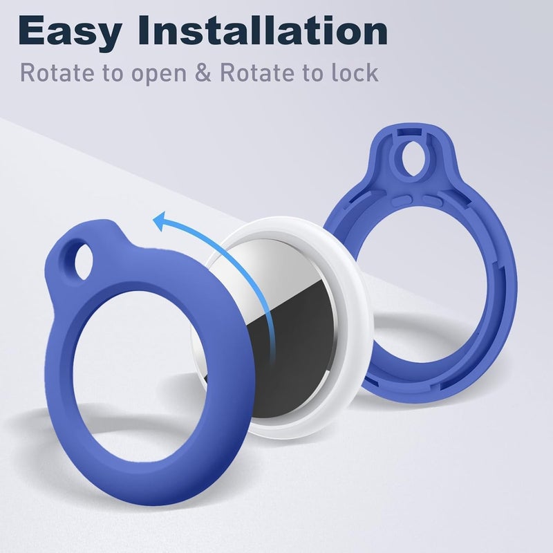 【4 حزمة】 حامل Airtag حافظة Air Tag مع سلسلة مفاتيح، سلسلة مفاتيح Airtags مقاومة للخدش لـ Apple Air Tags، ملحقات Airtag لمتتبع GPS للأغراض، متعدد الألوان - Image 2