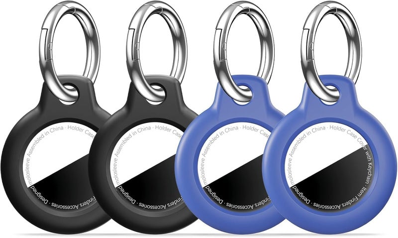 【4 حزمة】 حامل Airtag حافظة Air Tag مع سلسلة مفاتيح، سلسلة مفاتيح Airtags مقاومة للخدش لـ Apple Air Tags، ملحقات Airtag لمتتبع GPS للأغراض، متعدد الألوان - Image 1