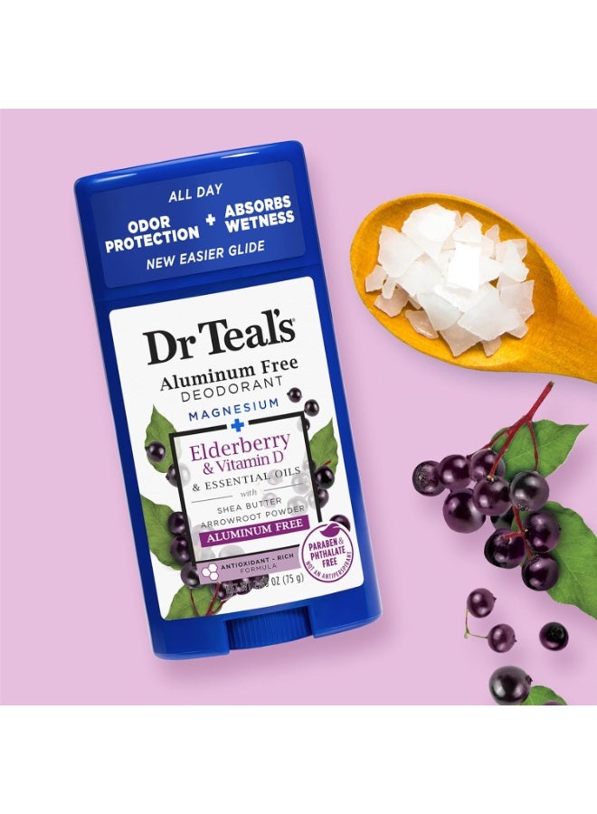 Dr. Teals Dr Teal's Aluminum Free Deodorant, Elderberry & Vitamin D with Essential Oils, 2.65 oz (Pack of 3) - Image 2