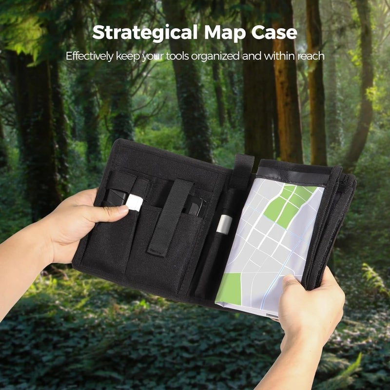 Multifunctional Map Pouch, Pen Tool Holders with Strategical Foldable Map Case, Storage Bag with Clear Window, Waterproof Map Protector for Outdoor Hiking - Image 3