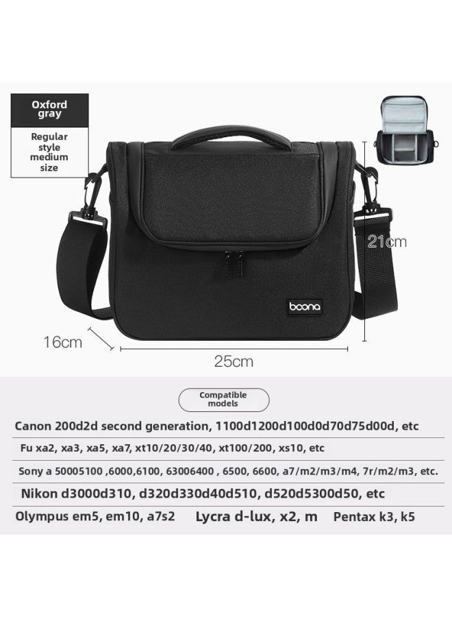 SLR Canon Digital Camera Bag Sony Micro Single Camera Bag Shoulder Crossbody Multi-function Camera Lens Bag EOS-Color:Camera Bag-black Medium - Image 1