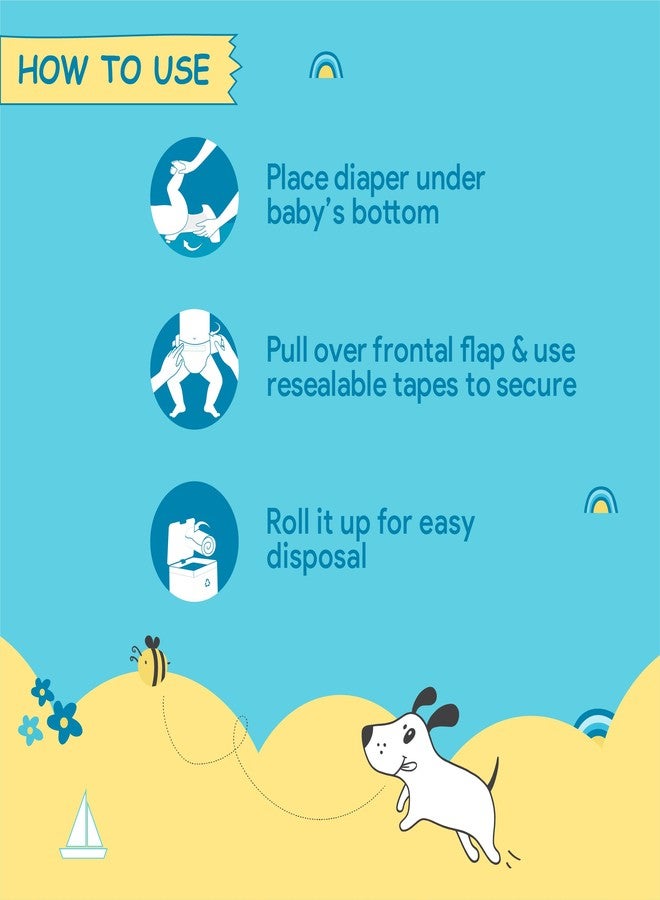 رومسونز حفاضات رومسونز بوتشي توتال بلاي للأطفال حديثي الولادة بنمط الشريط اللاصق - 96 قطعة | مناسبة للأطفال حتى وزن 5 كجم | مضادة للبكتيريا | ناعمة كالحرير ومقاومة للتسرب لمدة تصل إلى 10 ساعات. - Image 5