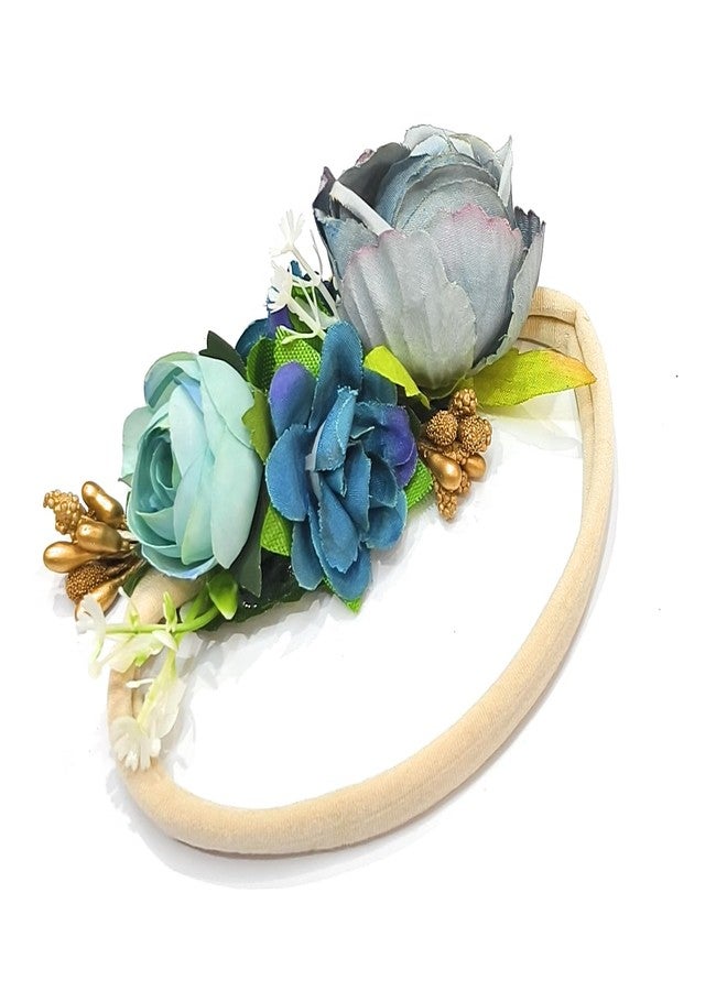 Fairytale Baby Headband Flowers For Girls Cute Elastic Floral Hair Bands Newborn Toddler Headwear Nylon Headbands Kids Hair Accessories (Grey) - Image 3