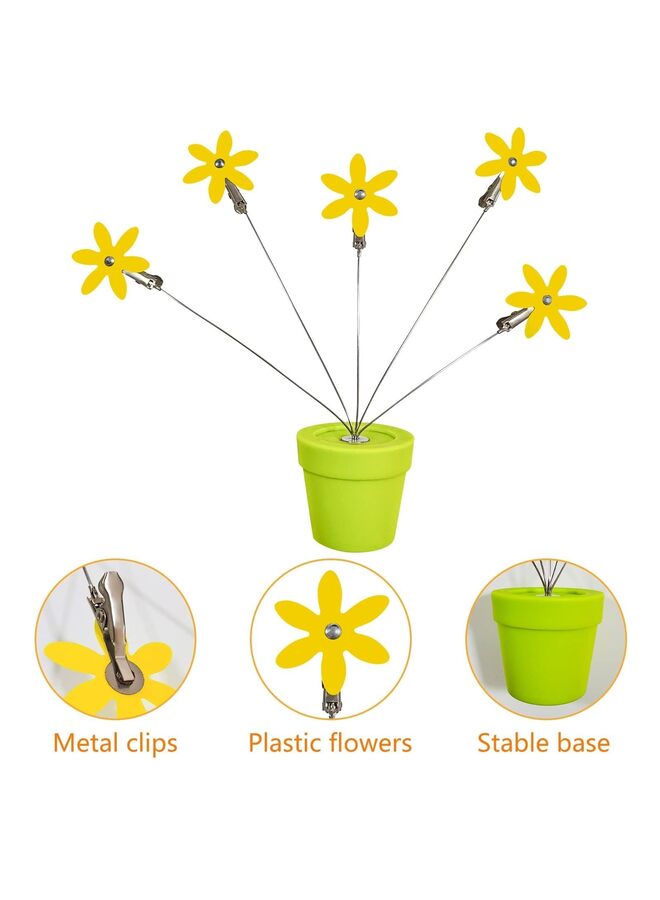 Cute Flower Table Card, Memo Holder Stand,1 Pcs Photo Clips Holder Desk Stand for Memo Paper Note Monmory Photo Christmas Wedding Display with Flowerpot Shaped Plastic Base (Yellow) - Image 3