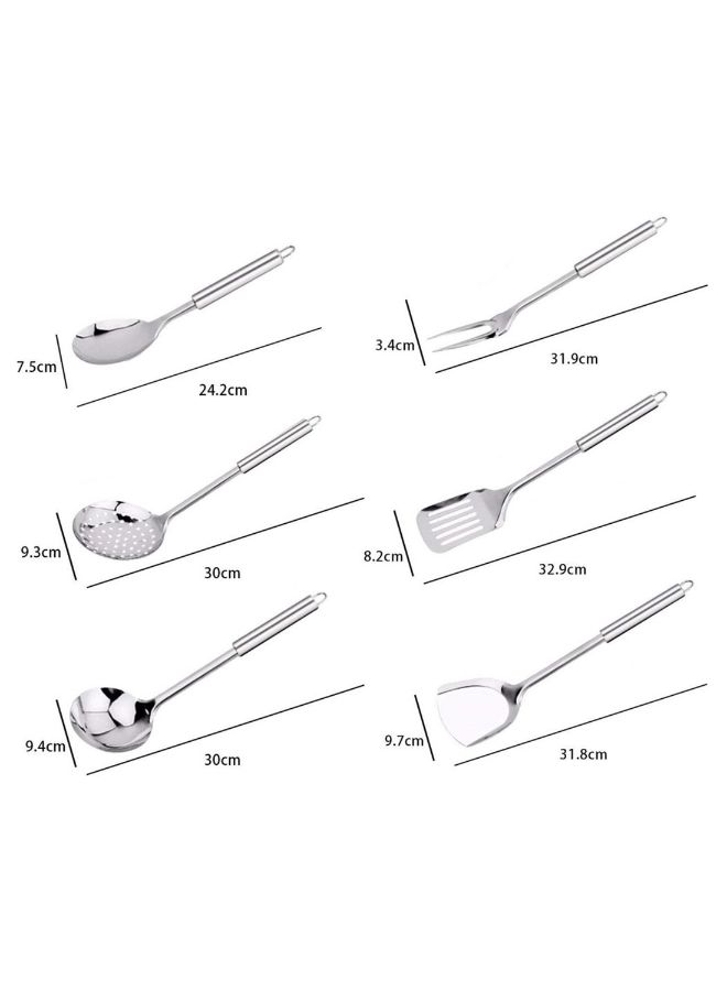 طقم أدوات للمطبخ مقاس 15 × 10 × 17 سم من 7 قطع، لون فضي فضي 15 x 10 x 17سم - Image 2