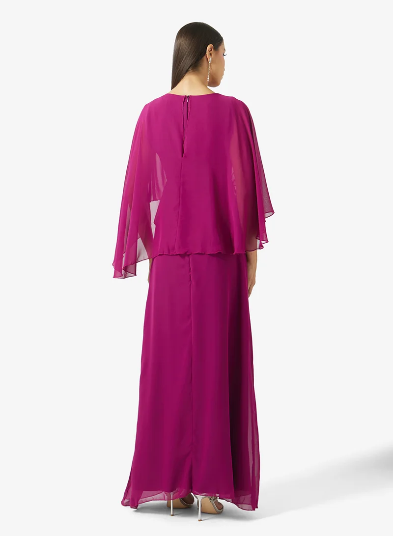 خزانة Cape Dress With Embellished Waistline