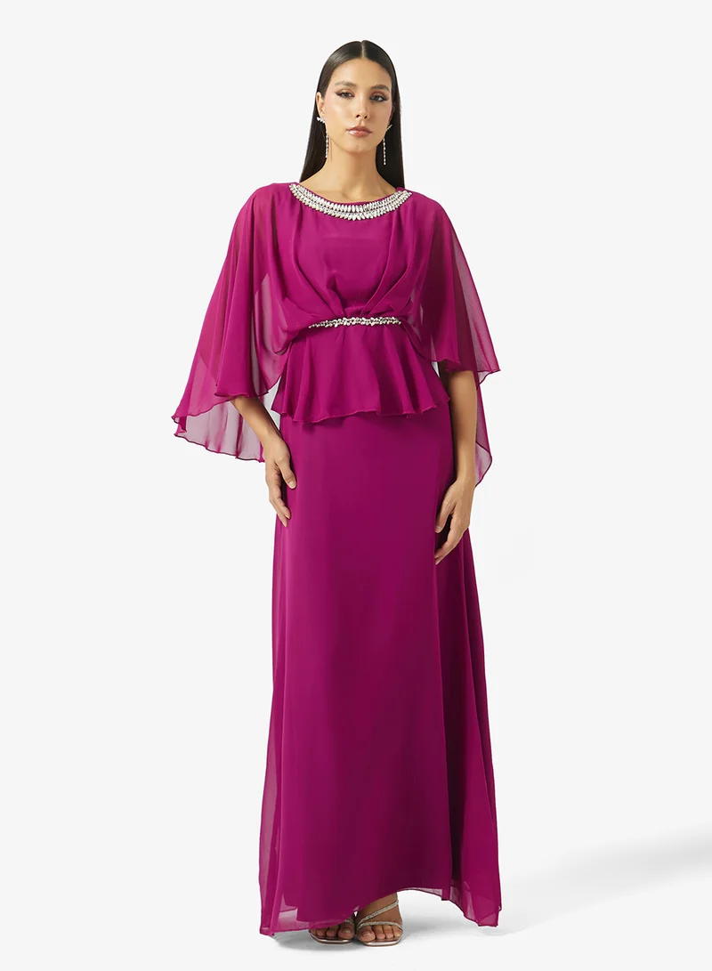خزانة Cape Dress With Embellished Waistline