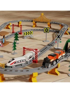 Generic 119pcs Kids Electric Train Set with Track, Railway Bridge, Traffic Signs, 2 Trains, Educational Building Toy Christmas Toy Gifts for 3 4 5 6 7 8 Years old  - Image 1