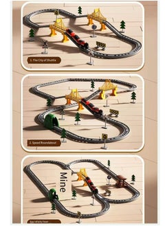 Generic 119pcs Kids Electric Train Set with Track, Railway Bridge, Traffic Signs, 2 Trains, Educational Building Toy Christmas Toy Gifts for 3 4 5 6 7 8 Years old  - Image 5