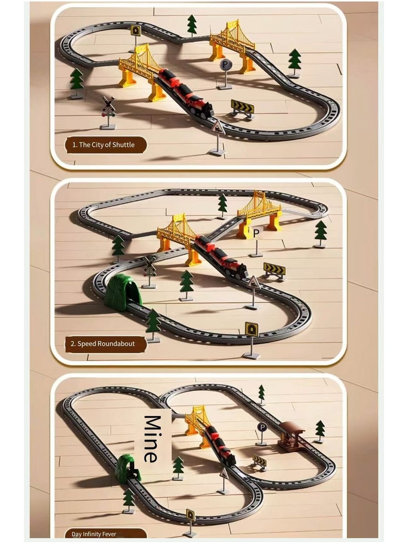 Generic 119pcs Kids Electric Train Set with Track, Railway Bridge, Traffic Signs, 2 Trains, Educational Building Toy Christmas Toy Gifts for 3 4 5 6 7 8 Years old  - Image 5