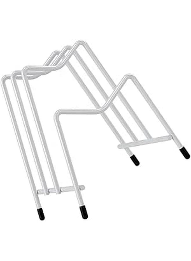 White Kitchen Organizer Rack for Pot Lids and Cutting Boards Countertop Storage Stand - Image 1