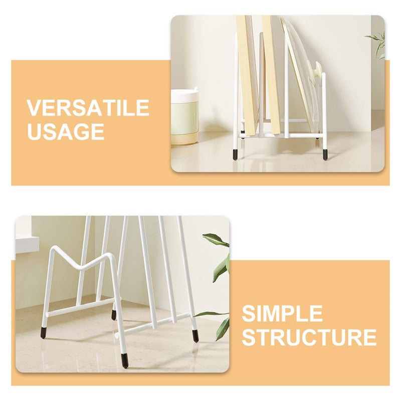 White Kitchen Organizer Rack for Pot Lids and Cutting Boards Countertop Storage Stand - Image 4
