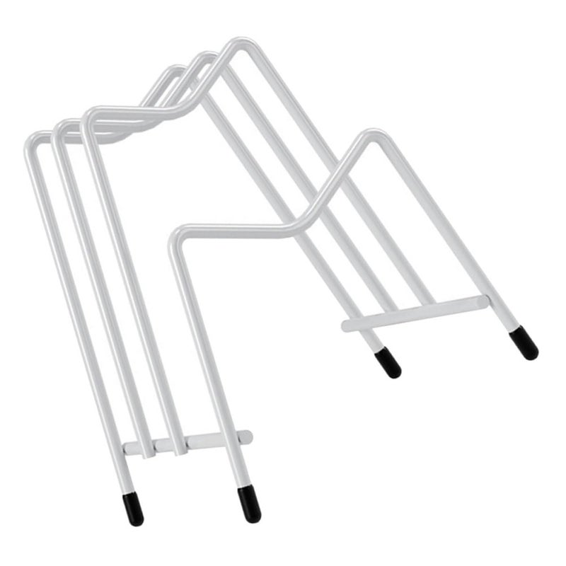 White Kitchen Organizer Rack for Pot Lids and Cutting Boards Countertop Storage Stand - Image 2